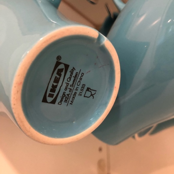 IKEA (4)  set Fargrik Turquoise Coffee Tea Mug Stackable 8oz - Picture 3 of 6